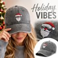 thumbnail image 3 of WULMLEO Unisex Vintage Christmas Baseball Hats Santa Pattern Embroidery Multi Sun Hats Gray One Size, 3 of 6