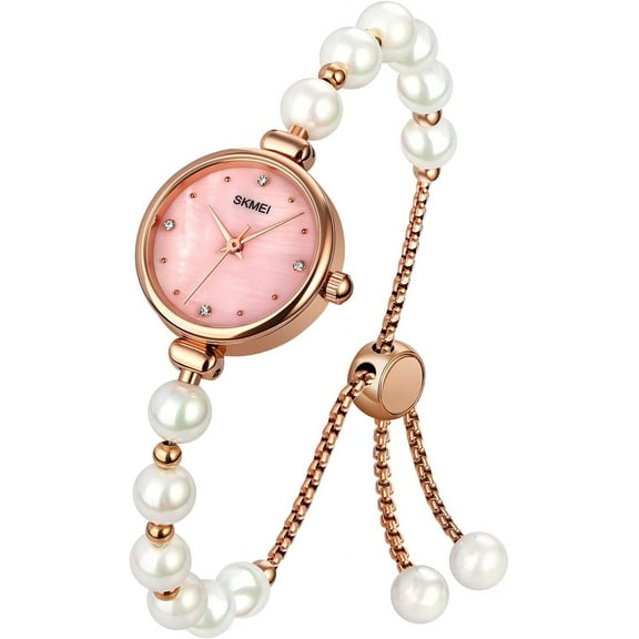 Watches Women Analog Quartz Watch Mosaic with Diamonds Bracelet Dress Watch for Female Waterproof Wristwatch with Rose Gold Bracelet