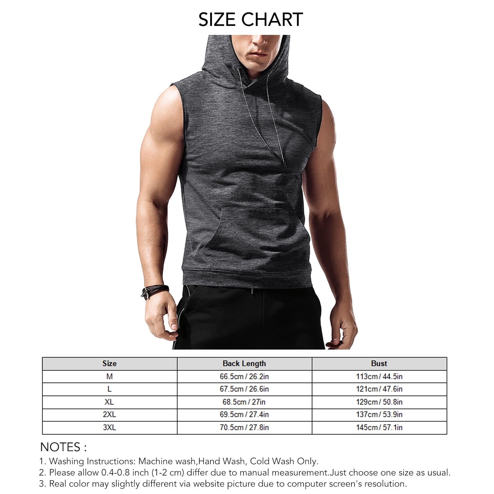 Camiseta Sin Mangas Con Capucha Para Hombre - Básica, De Algodón, Para Gimnasio O Diario