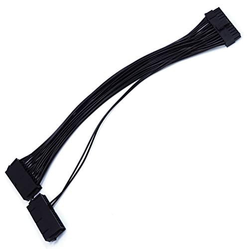 HRTGFD-SATA Cables, Dual PSU Power Supply 24-Pin Adapter Cable for ATX Motherboard 18AWG - 1FT