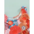 thumbnail image 5 of Toddler Girls Summer Bikini Set, Floral Print Sleeveless Crew Neck A-Line Tank Tops + Ruffle Triangle Shorts Swimsuit, 5 of 8