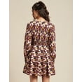 thumbnail image 3 of Moomaya Womens Printed Viscose Dress, Balloon Sleeves V-Neck Smocked Waist Short Dress, 3 of 8