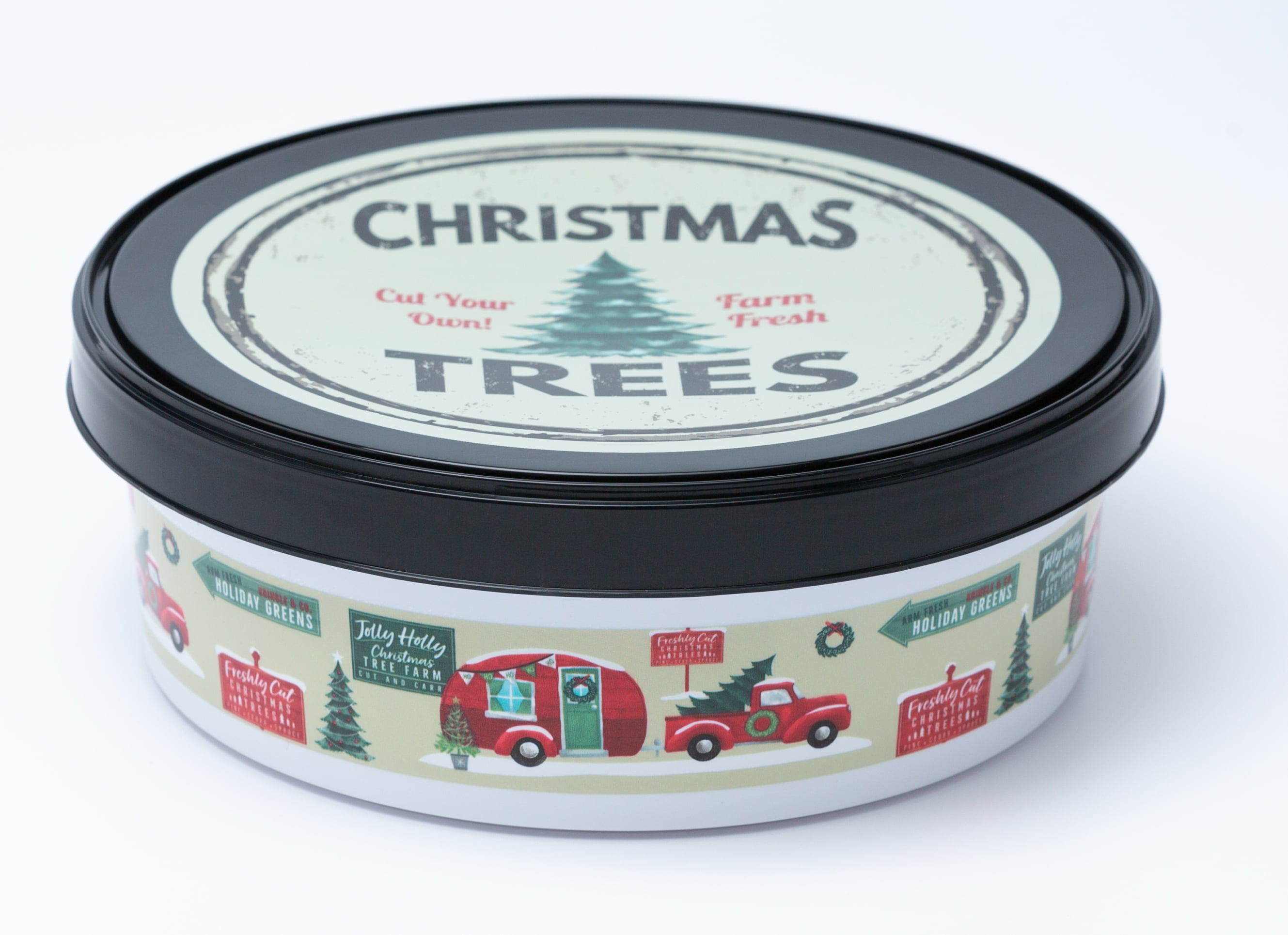 Holiday Time Plastic Snack Container, Tree Printing, 7" x 2.6" BrickSeek