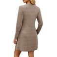 thumbnail image 3 of Women'S Knit Long Sleeve Sweater Dress Casual V Neck Tunic Dresses Fall Trendy Outfits Khaki S, 3 of 7