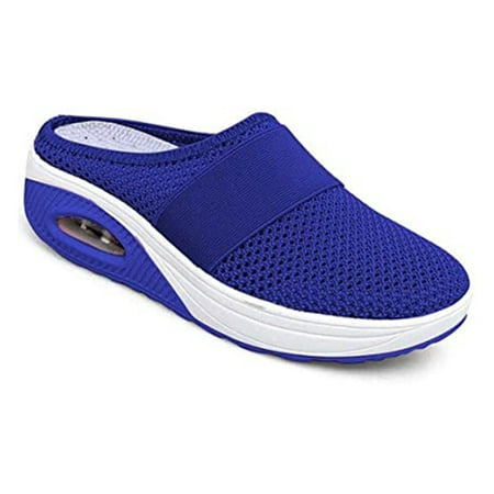 

Women\ s Slip-On Walking Shoes with Air Cushion Shock-proof Mesh Upper Platform Loafers Breathable