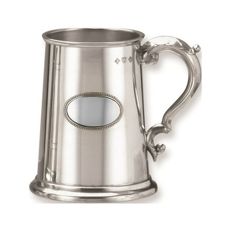Pewter Glass Bottom - 17 Oz. Classic Stainless Steel Glass Bottom Pewter Plate Tankard Designer Jewelry by Sweet Pea