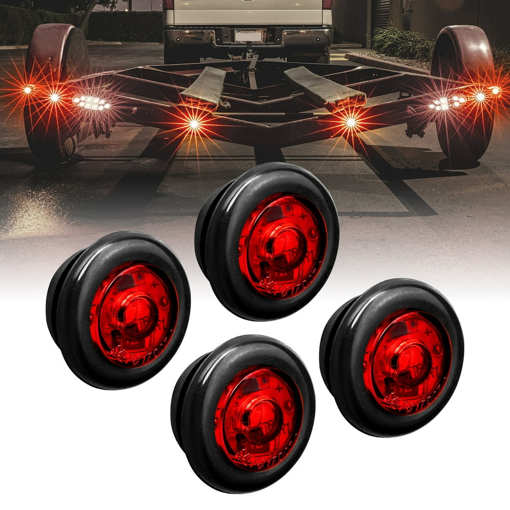4pc 3/4" Round DOT P2PC Red LED Bullet Clearance Marker Lights for