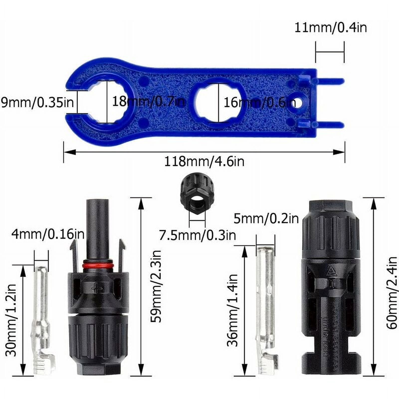 10 Pairs Mc4 Male/Female Connector For Photovoltaic Systems Solar Panel Cable, Solar Panel Cable Accessories, Waterproof - Black