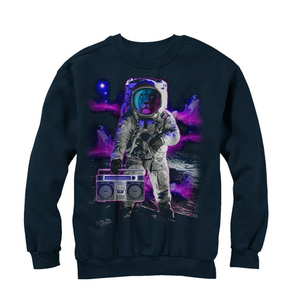 Men's Lost Gods Lion Astronaut Sweatshirt Navy Blue Small
