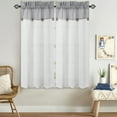 thumbnail image 1 of Haperlare Stripe Color Block Tier Curtains for Living Room 45 inch Farmhouse Boho Butoon Bathroom Window Curtain Half Window Covering Kitchen Cafe Curtains, Gray, 2 Panels, 1 of 7