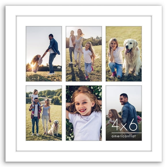 Americanflat 14x14 Collage Picture Frame with Polished Plexiglass - Fits Six 4x6 Photos or One 14x14 Photo - Gallery Wall Frame Set - Signature Collection - Photo Frame for Wall Display - White