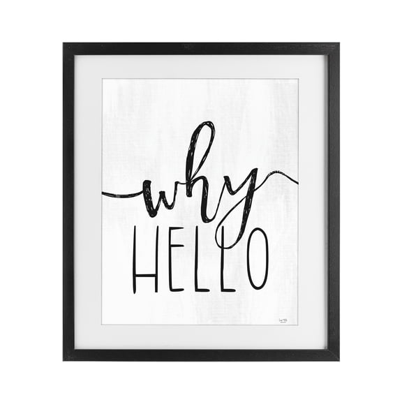 Stupell Industries Why Hello Typography Black Framed Print Under Glass, design by Lux Me Designs