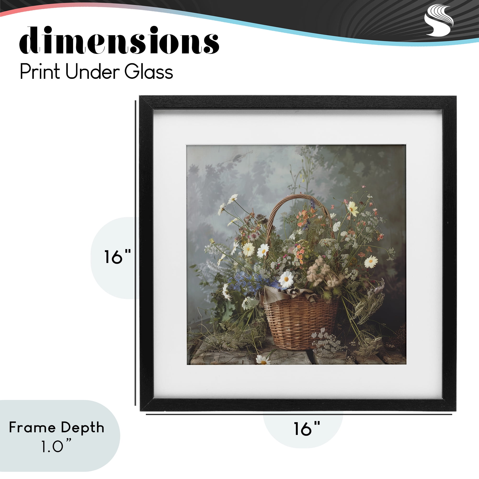 Stupell Industries Floral Basket Still Life Black Framed Print Under Glass, design by Lazar Studio