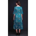 thumbnail image 3 of Bimba Coton Bleu Fleur & Queue d'Épingle Whydah Oiseau Femmes Poche Asymétrique Robe Droite Été Fête Mi-Longue-Petit, 3 of 4