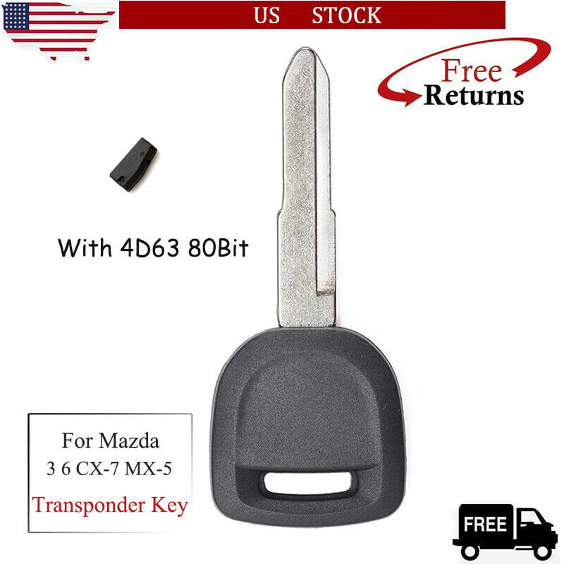 New Uncut Replacement Transponder Ignition Car Key 4D63 for Mazda3 5 6 CX-9 CX-7 
