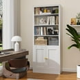 thumbnail image 6 of 55" Tall Metal Bookcase,Heavy Duty Bookcases with Doors,Sturdy Modern Book Shelf with Cabinet,Industrial Display Book Case for Living Room,Office,Bedroom,White, 6 of 13