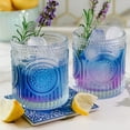 thumbnail image 3 of 24PCS Kate Aspen 10 oz. Ribbed Retro Arch Floral Clear Drinking Glasses Vintage Glassware Set Cocktail Glass Set, Juice Glass, Water Cups | Great Hostess Gift & Gift for New Home Owners, 3 of 8