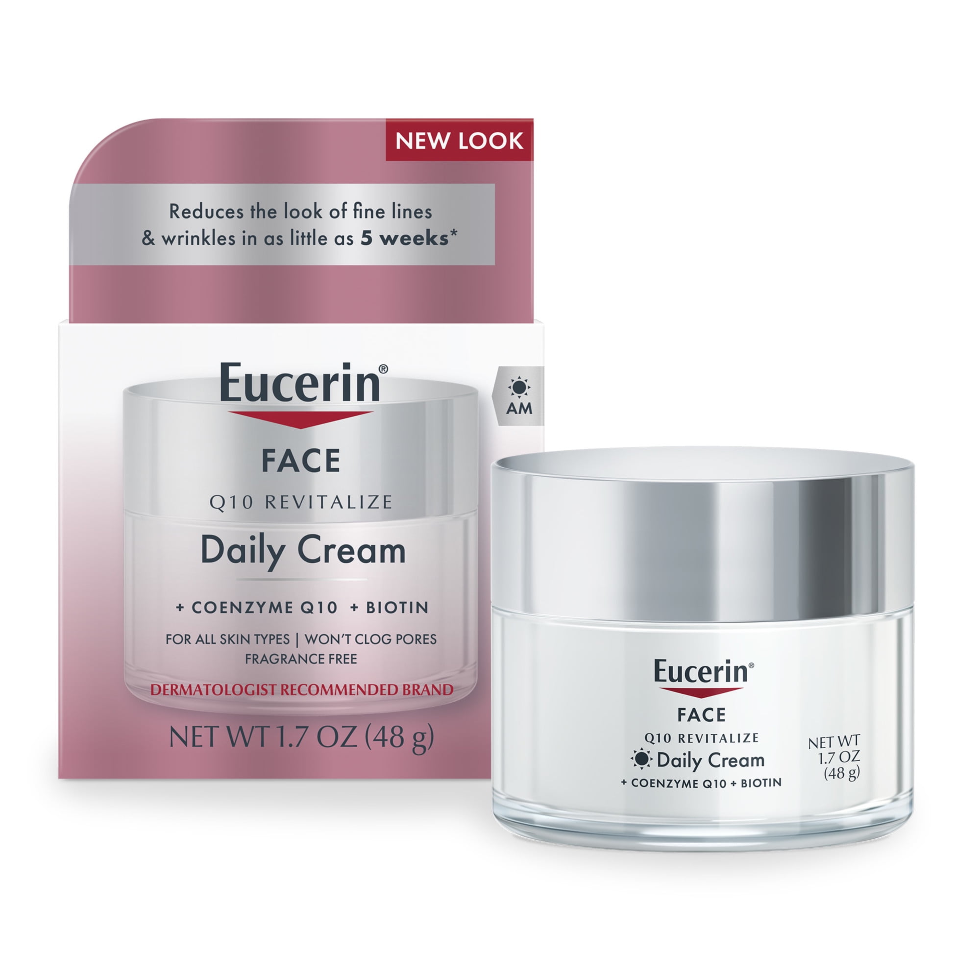 Eucerin Q10 Anti-Wrinkle Daily Face Cream with Coenzyme Q10 + Biotin, Non-Comedogenic, 1.7 oz