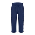 thumbnail image 5 of Yaoyar Linen Pirate Pants for Men Summer Lightweight 3/4 Pants Vacation Beach Trousers Side-Button Closure Joggers, 5 of 7