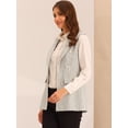 thumbnail image 3 of Chaqueta sin mangas con solapa de tweed a cuadros para mujer con bolsillos Blanco XL, 3 of 6