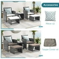 thumbnail image 3 of JOIVI 5 Piece Patio Furniture Set, Outdoor Wicker Patio Set with Ottoman and Coffee Table, Pillows Included, White, 3 of 9