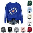 thumbnail image 5 of felwors Football Sweatshirts for Women Game Day Football Season Graphic Sweatshirt Long Sleeve Shirt Soccer Fans Pullover Blue, XXL, 5 of 7