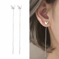 thumbnail image 6 of Long Tassel Butterfly Drop Dangle Earrings Women Hanging Jewelry Threader C7S0, 6 of 9