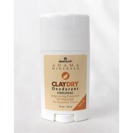Clay Dry Solid Silk Original Deodorant Zion Health 2.5 oz Stick