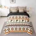 thumbnail image 2 of Homewish Retro Boho Tribal 7 Pieces Bedding Comforter Set,Rustic Farmhouse Horse Full Bedding Set,Orange Beige Fitted Sheet Flat Sheet For Boy Kids,Ultra Soft Home Decor Reversible, 2 of 8