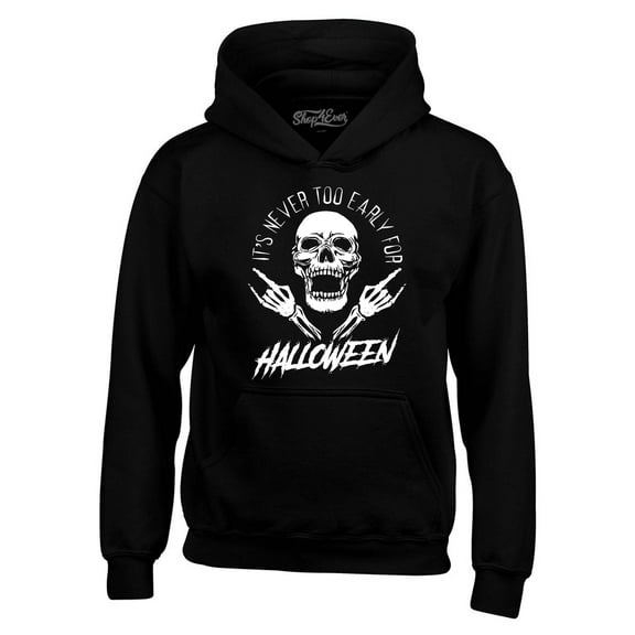 Shop4Ever Men's It's Never Too Early for Halloween Skull Skeleton Hooded Sweatshirt Hoodie XXXXX-Large Black