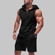 thumbnail image 2 of Hombres Chaqueta Casual Color Sólido Versátil Botón Solapa Algodón Lino sin Mangas Superior, Chaquetas de Ropa Exterior Casual con Capucha, 2 of 7