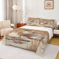 Castle Fairy Retro Brown Watercolor Queen Sheet Sets for Teens,Abstract Gradient Bed Set