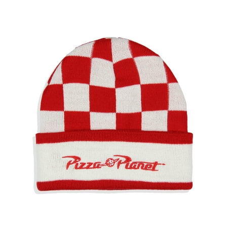 Disney Toy Story Adult Pizza Planet Checkered Knit Cuff Beanie Hat Cap