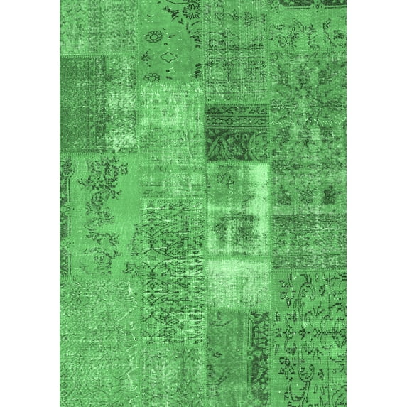 Ahgly Company Indoor Rectangle Patchwork Emerald Green Transitional Area Rugs, 2' x 5'