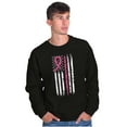 thumbnail image 5 of Breast Cancer Pink Line American Flag Women Crewneck Sweatshirt Brisco Brands S, 5 of 6