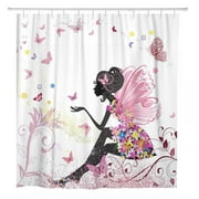 SUTTOM Butterfly Flower Fairy in The Environment of Butterflies Girl Bathroom Shower Curtain 66x72 inch