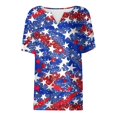 thumbnail image 3 of Youyipin womens tops 4th of July Outfits for Women 3/4 Sleeve Blouses Dressy Casual V Neck Pleated Curved Hem Tunic summer tops for women, 3 of 5