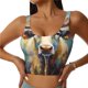 thumbnail image 1 of Fotbe Oil Painting Flower Cow Sujetador Deportivo Largo sin Aros para Mujer con Almohadillas y Soporte Medio, Transpirable y Absorbente, Camiseta Tipo Chaleco o Tank Top-XX-Large, 1 of 8