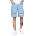thumbnail image 2 of Txlixc pantalones cortos de mezclilla transpirables de verano para hombre, pantalones cortos de pierna recta rasgados para hombre Txlixc Moda, 2 of 8