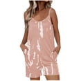 thumbnail image 2 of LOVZFMLL Mode Femmes Imprimé Poches Bretelles Pantalon Décontracté Combinaison Courte Rose TG, 2 of 6