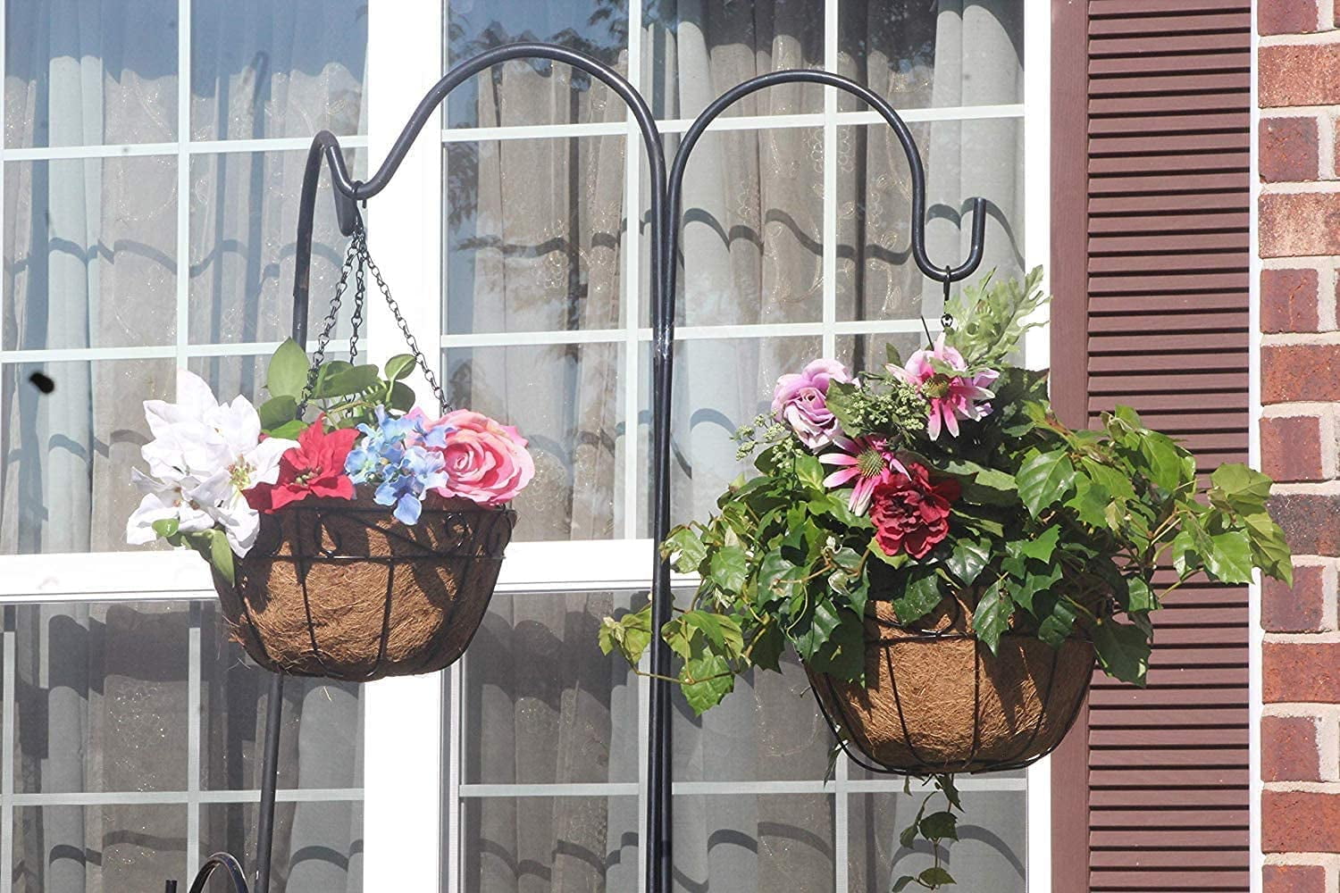 Ashman Online, Metal Hanging Planter Basket, Indoor Outdoor Watering Hanging Baskets, Black Color, (2Pack)