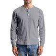 thumbnail image 2 of Men's Casual Knit Button Up Long Sleeve Henley Shirt, Top for Fall Winter, Layering Piece and Versatile Wardrobe Essential,Dark Gray,2XL, 2 of 9