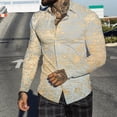 thumbnail image 2 of Hommes Automne Hiver Revers à Poitrine Pleine Impression Plage Chemise à Manches Longues, 2 of 6