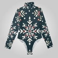 thumbnail image 2 of Christmas Snowflakes Women's Bodysuit Jumpsuit Mock Turtle Neck Long Sleeve TopsOne Piece Leotards Shirt Yoga Outfits, 2 of 8