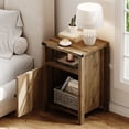 thumbnail image 3 of 4 Ever Winner Farmhouse Barn Door Rustic Dark Oak Storage Nightstands 2-Pack, 3 of 9