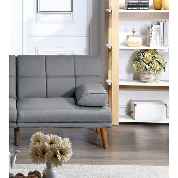 Newboti Furniture Blue Grey Polyfiber Adjustable Tufted Sofa Living Room Solid wood Legs Comfort Couch 04022