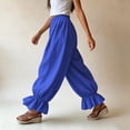 thumbnail image 5 of Women's Boho Harem Pants Casual Smocked High Waist Baggy Trousers with Ruffled Hem Loose Yoga Hippie Flowy Pants for Summer Vacation Lounge and Flattering Everyday Wear, 5 of 6