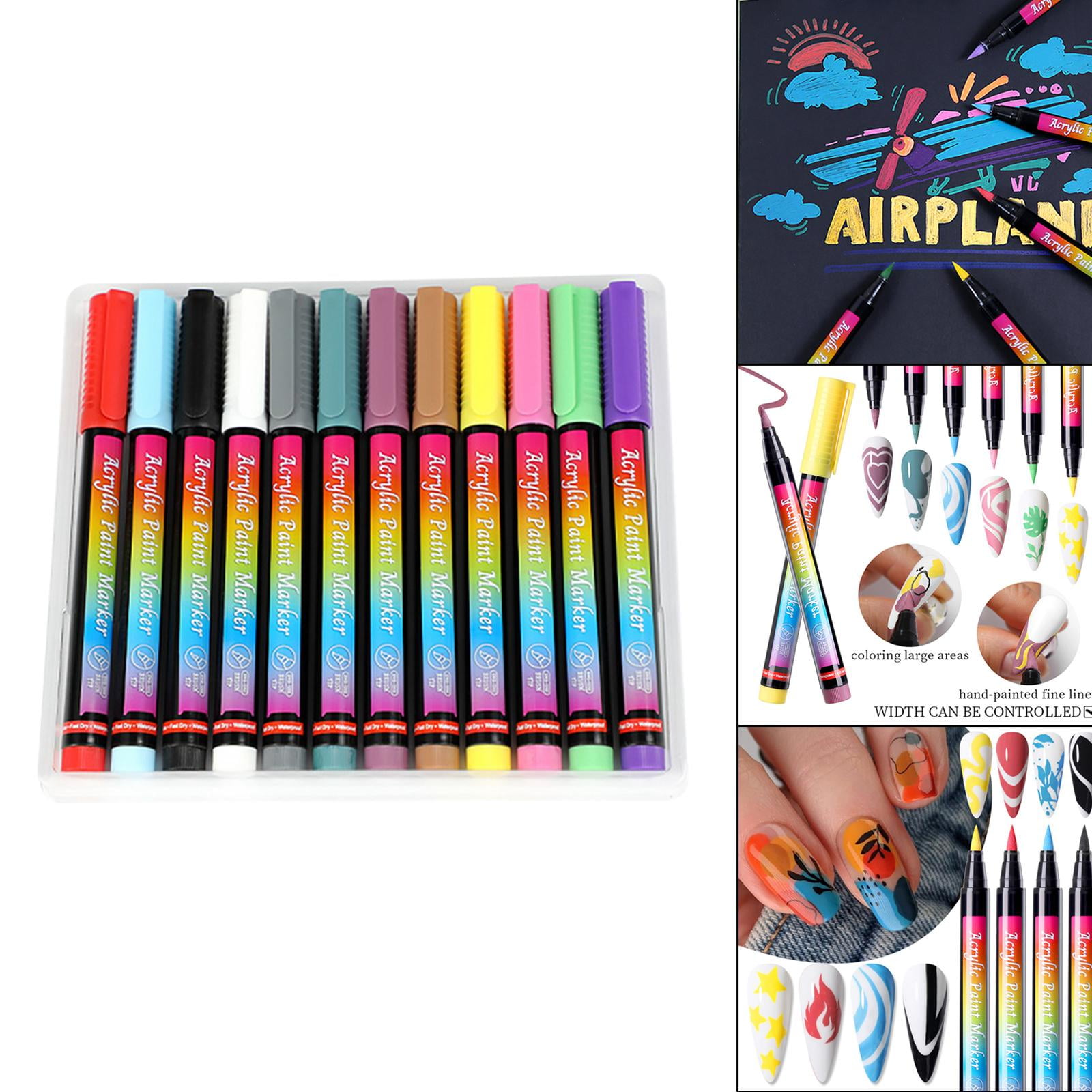 FVDPWYE Metallic Marker Pens Watercolor Pen Kit Painting Smooth for 12 Colors C 12 Colors