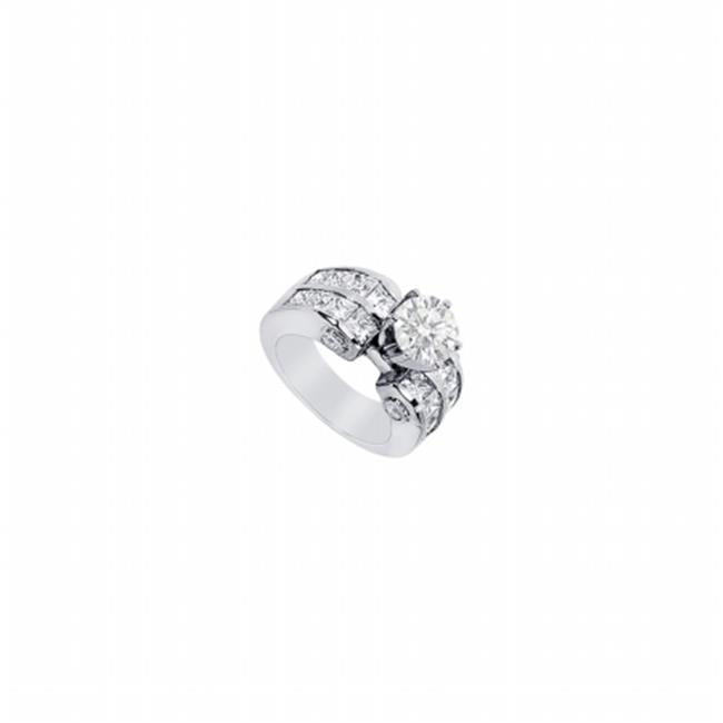 3.65Ct Princess Cut Black Diamond Engagement Certified 14K White Gold Ring set 