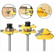 45 Degree Lock Miter Router Bit Set, High Hardness YG6 Carbide Alloy Steel Blades For Seamless Woodworking, Heat Treated For Longevity In Furniture Crafting And Cabinetry (3-Piece)